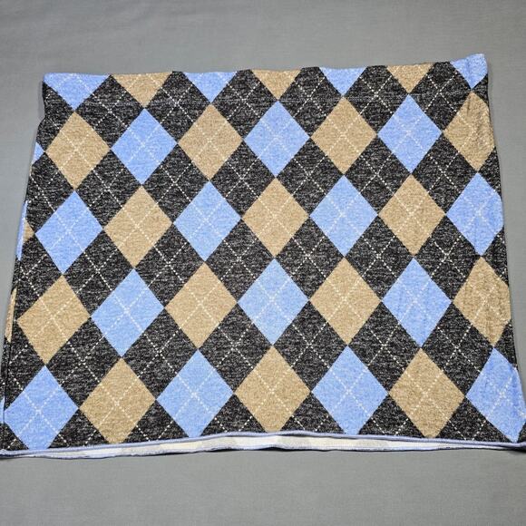 Divide Blue Black Knit Argyle Mini Skirt Stretch Tube Pencil Unlined Women's XL - Picture 2 of 7